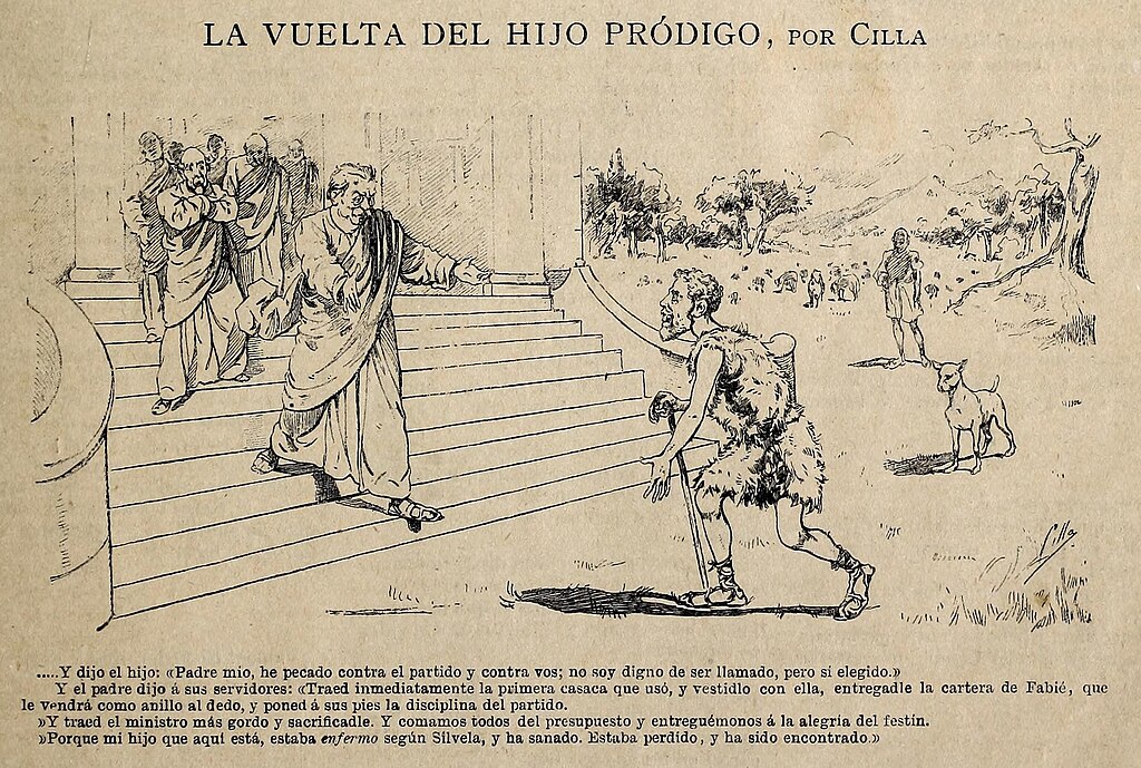 Image of Prodigal Son returning By Ramón Cilla - Cilla (1891-12-13)